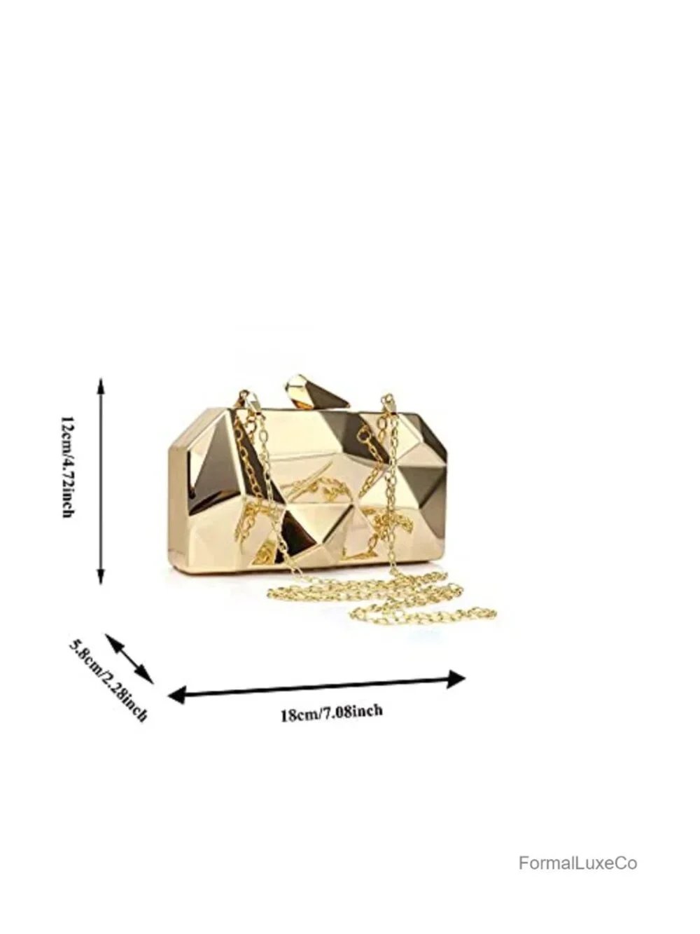 Geometric Lattice Metal Evening Bag Clutch with Chain for Weddings and Prom